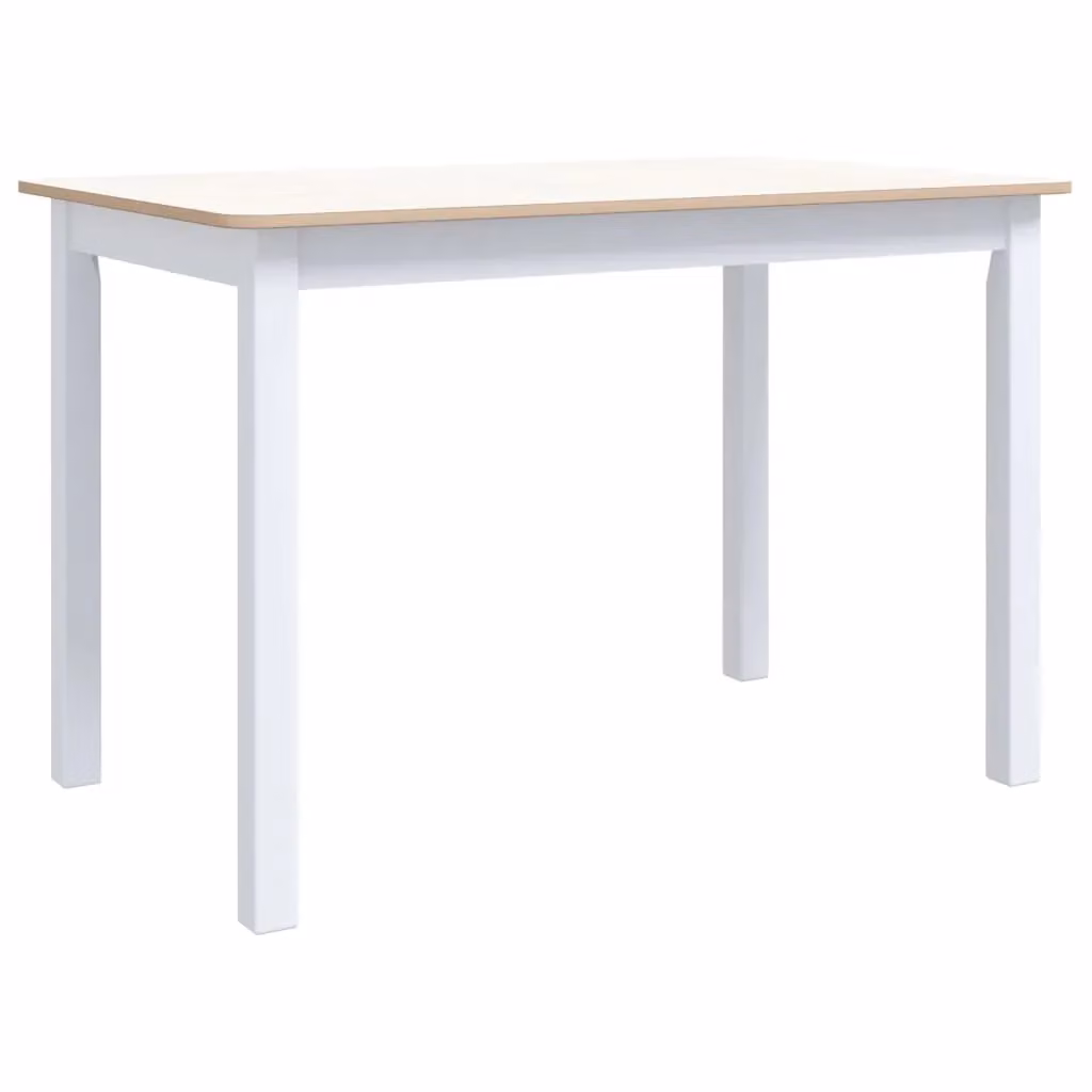 Berkfield Home Rectangular Dining Table in White and Brown, Solid Rubberwood and MDF, W: 114 cm, D: 71 cm, H: 75 cm – 2