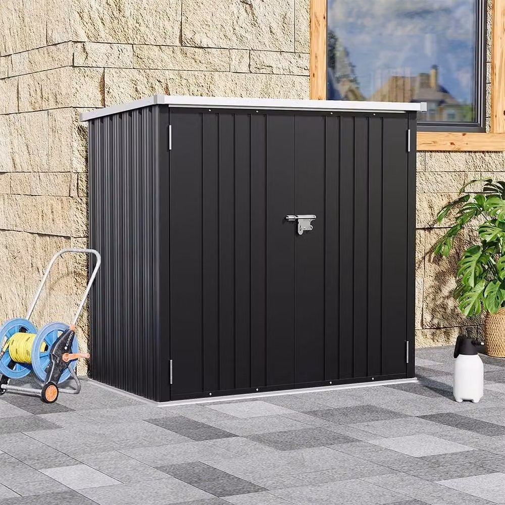 NESTLUNE Lockable Black Steel Garden Bicycle Storage and Tool Box, W: 100 cm, D: 15 cm, H: 135 cm – 4