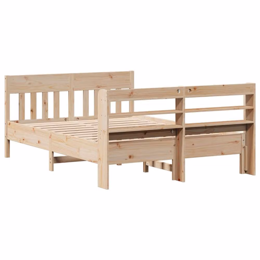 Berkfield Home Rustic Solid Wood Pine Bed Frame in Beige, W/D/H: 160 x 200 cm – 2