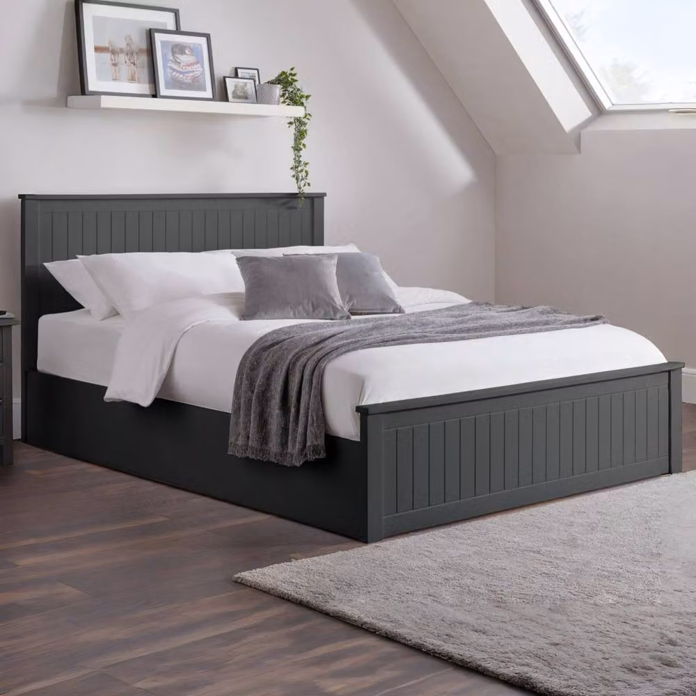 Cheshire Garnet Upholstered Ottoman Storage Bed in Anthracite Grey, Double, W/D/H: 140 x 200 cm – 3