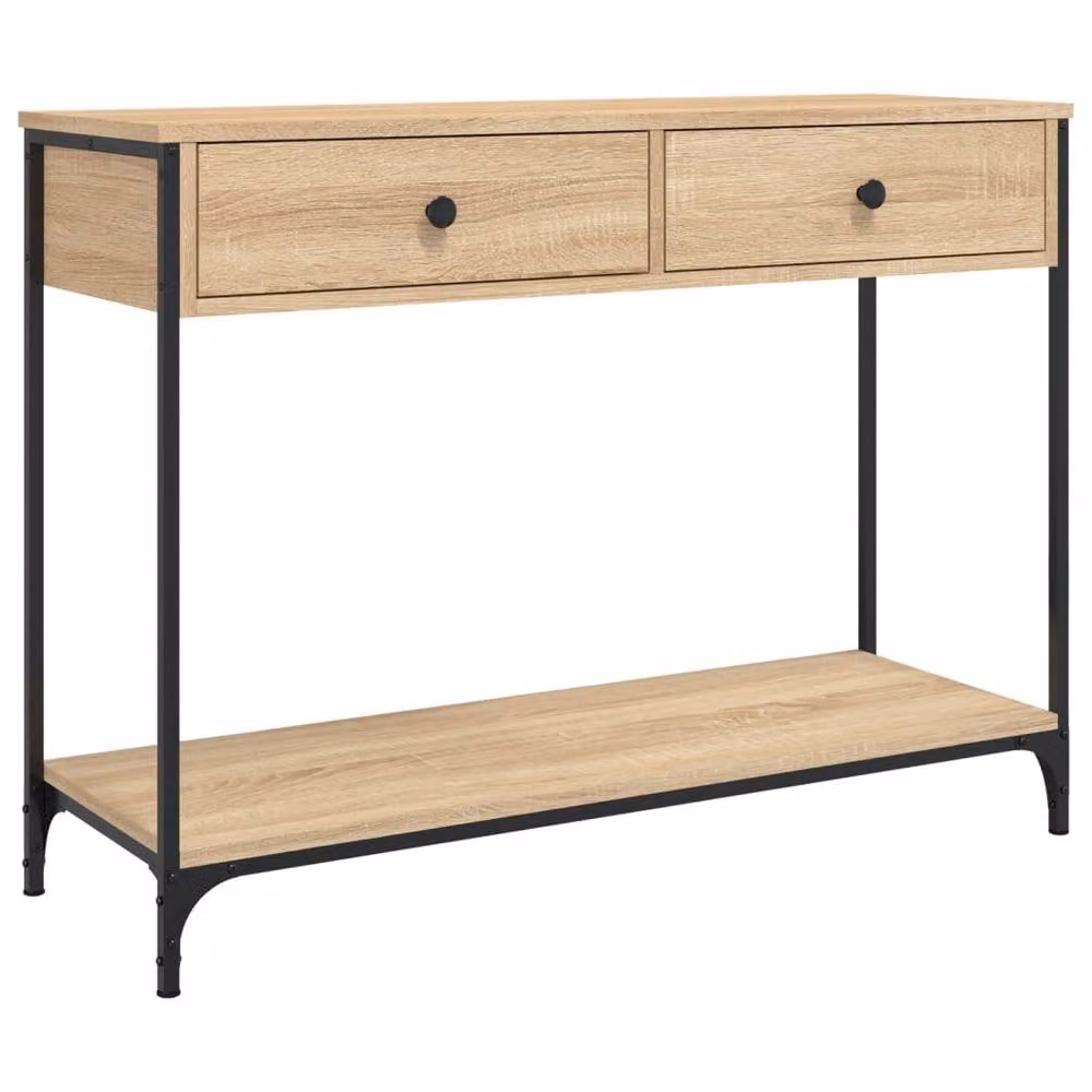 Berkfield Home Sonoma Oak Decorative Console Table in Light Tan, W/D/H: 100 x 34.5 x 75 cm – 2