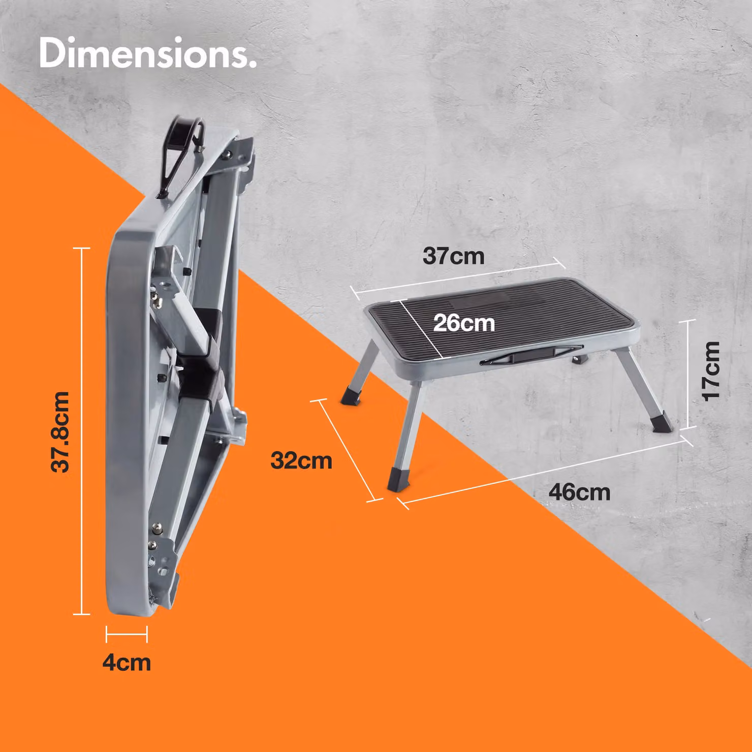 VonHaus Grey Folding Step Stool with Anti-Slip Rubber Feet and Handle – 2