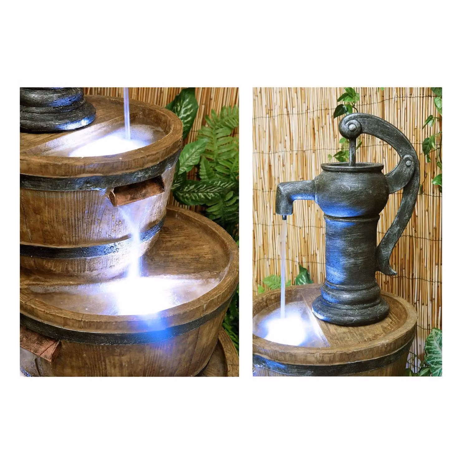 Primrose Brown 3-Tier Cascade Barrel Water Feature with Manual Hand Pump, Height: 92 cm – 7
