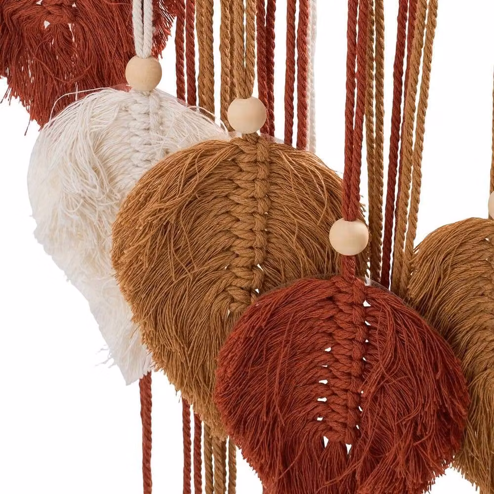 EONLION Brown Boho Macrame Wall Hanging Tapestry and Wedding Backdrop, Width: 100 cm – 3