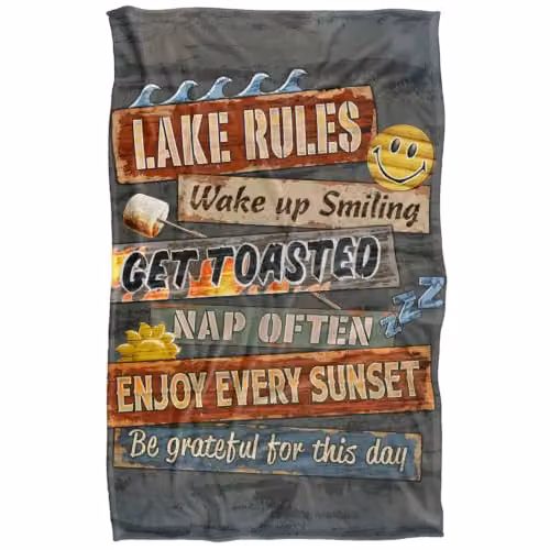 JQ Licensing Lake Rules Silky Touch Super Soft Fleece Throw Blanket, Multicolour, W/D/H: 91 x 147 cm – 1