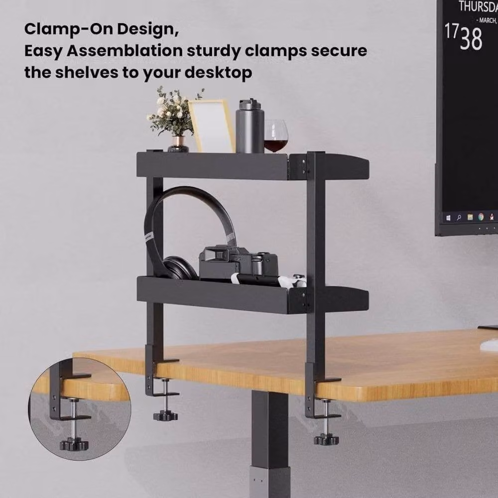 VOGREX Clamp on Desk Shelf in Black – 4