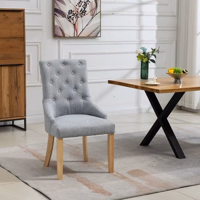 Artemis Home Ravenna Set of 2 Fabric Dining Chairs in Light Grey