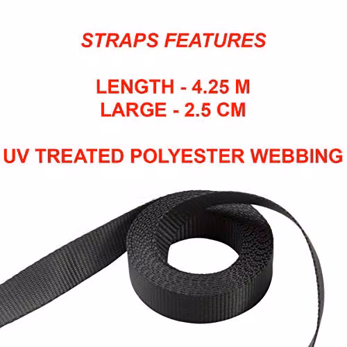 Master Lock Ratchet Tie Down Strap with S-Hooks, Black, Pack of 2, Strap Length: 4.25 m, Strap Width: 25 mm – 4