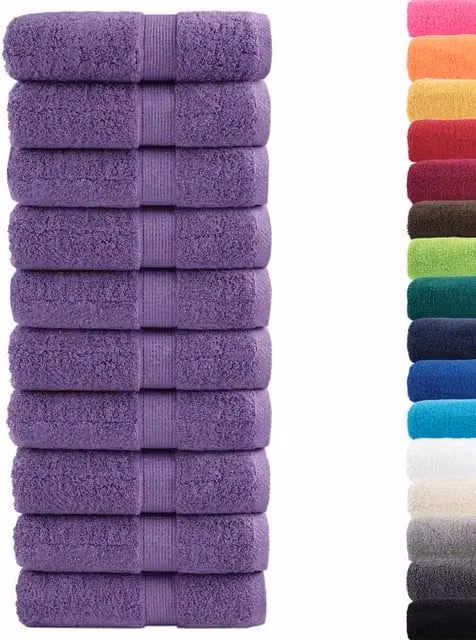 Berkfield Home SOLUND Premium Cotton Terry Guest Towels, Purple, 10 Pack, W: 30 cm, H: 50 cm, 600 gsm – 1