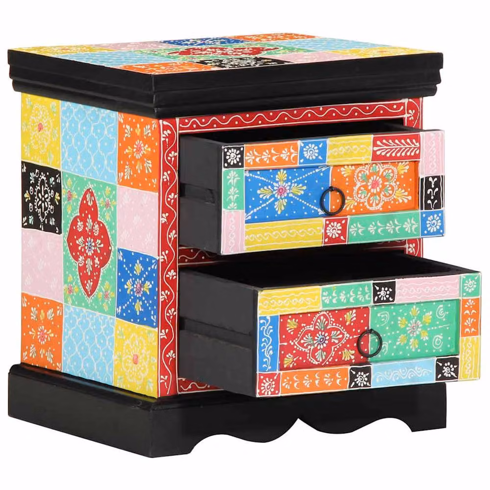 Berkfield Home Multicolour Floral Bedside Cabinet Set of 2, W/D/H: 40 x 35 x 45 cm – 2