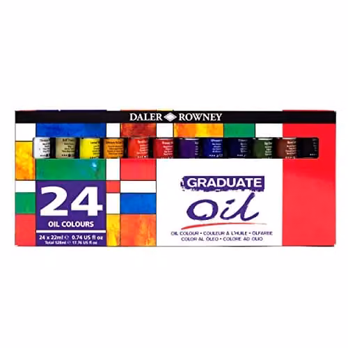 Daler-Rowney Graduate Oil Paint Set, 24 Assorted Colours, 22ml per tube – 1