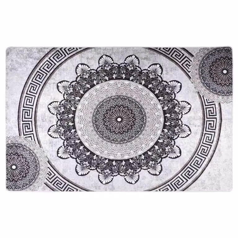 Berkfield Home Washable Multicolour Anti Slip Boho Ornament Rug, Diameter: 100 cm