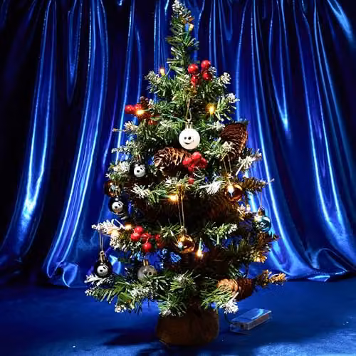 Disney Nightmare Before Christmas Tabletop Christmas Tree with 12 Baubles and LED White String Lights in Multi Colour – 5