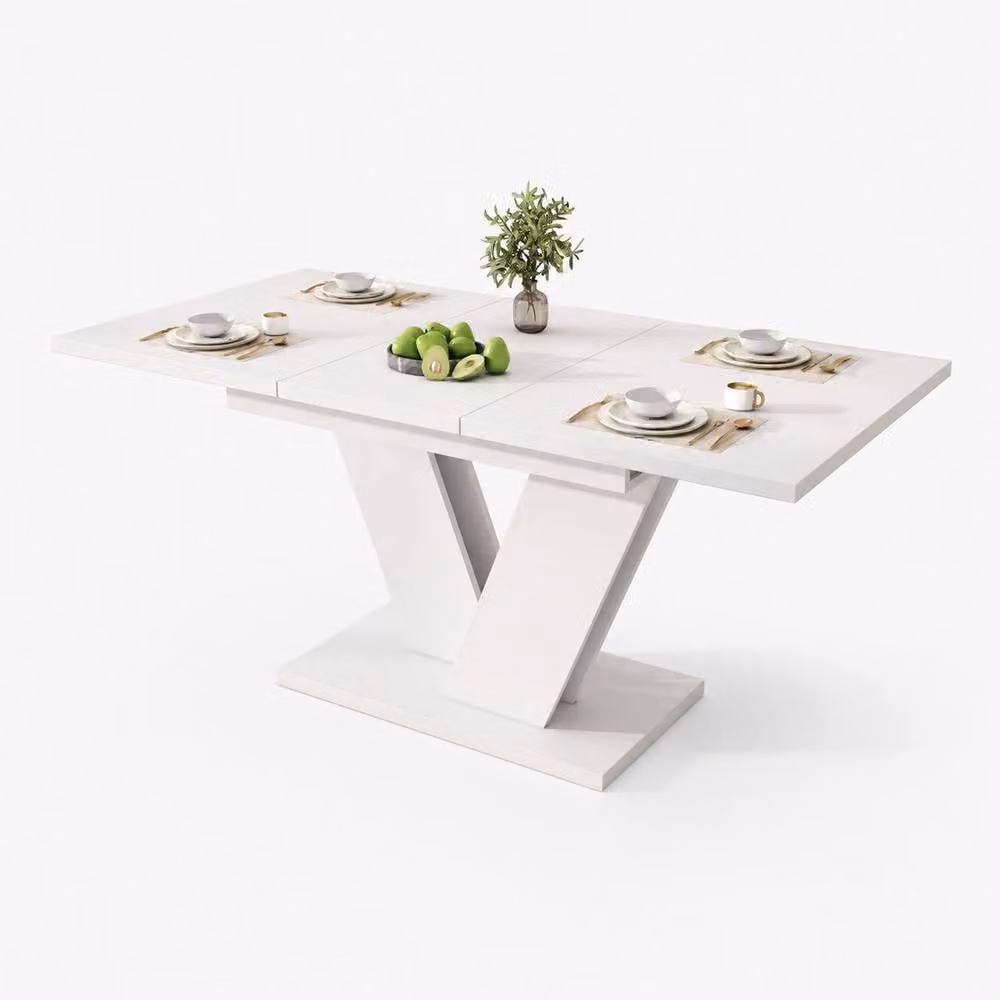 Matteo Extendable MDF Dining Table in White with X-Frame Legs, 4-8 Seater – 2
