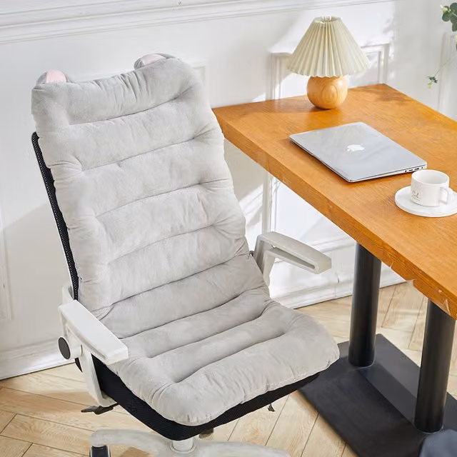 Livingandhome Non-Slip Cartoon Chair Cushion with Backrest in Grey