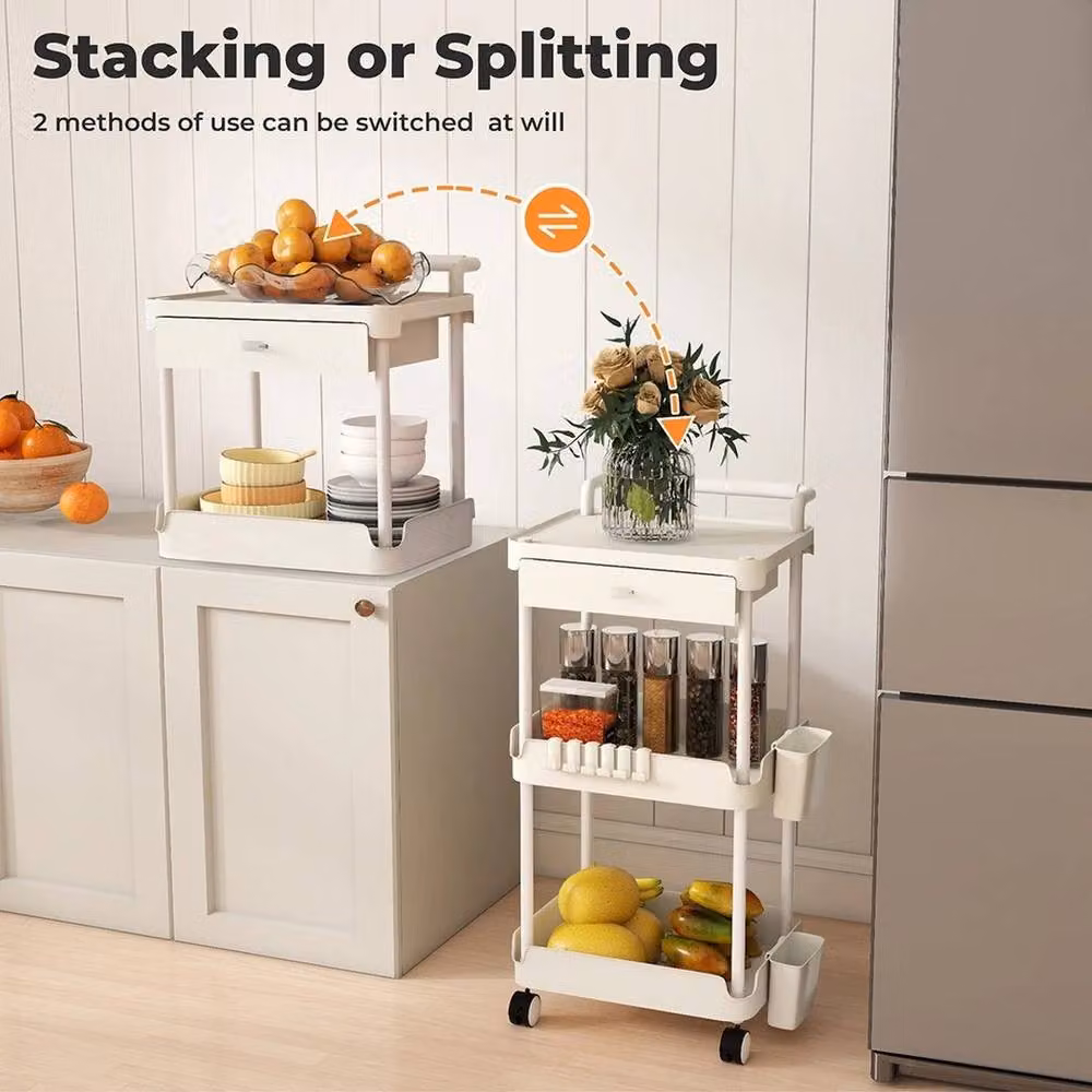PAWNORA Levede 3 Tier Kitchen Trolley Cart on Wheels in White – 3
