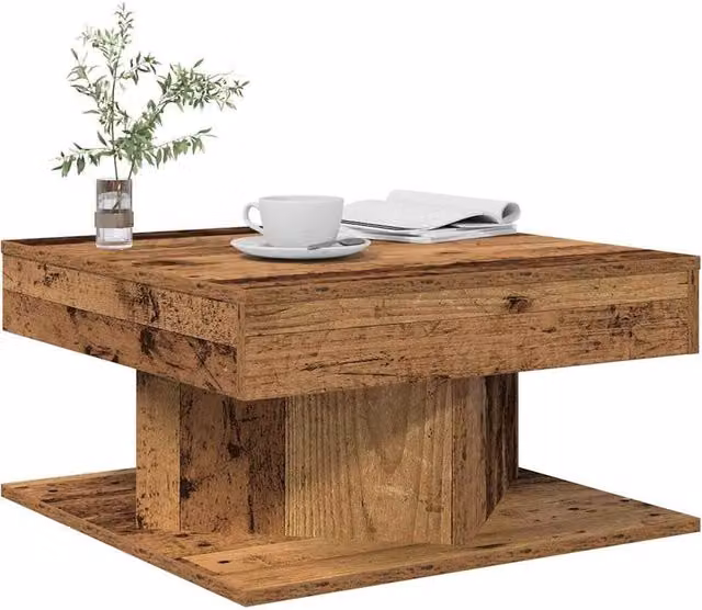 Berkfield Home Rustic Brown Square Coffee Table with Lift Mechanism, W/D/H: 55 x 55 x 30 cm
