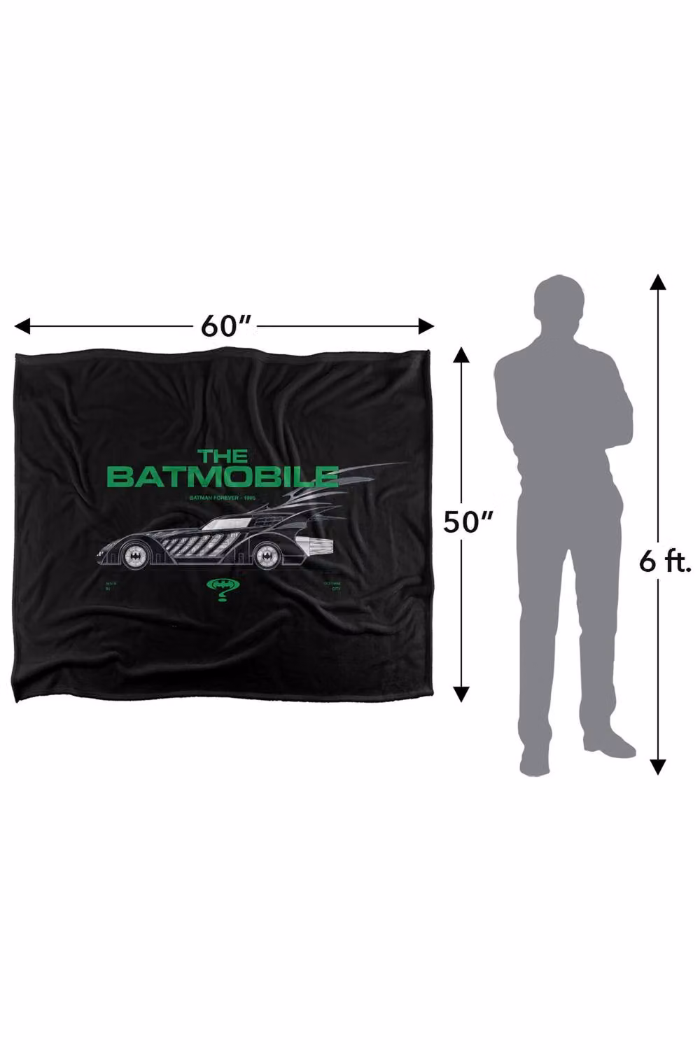 LOGOVISION Batman Forever (1995) The Batmobile Super Soft Silky Touch Fleece Throw Blanket, Multicolour, W: 152 cm, D: 127 cm – 7