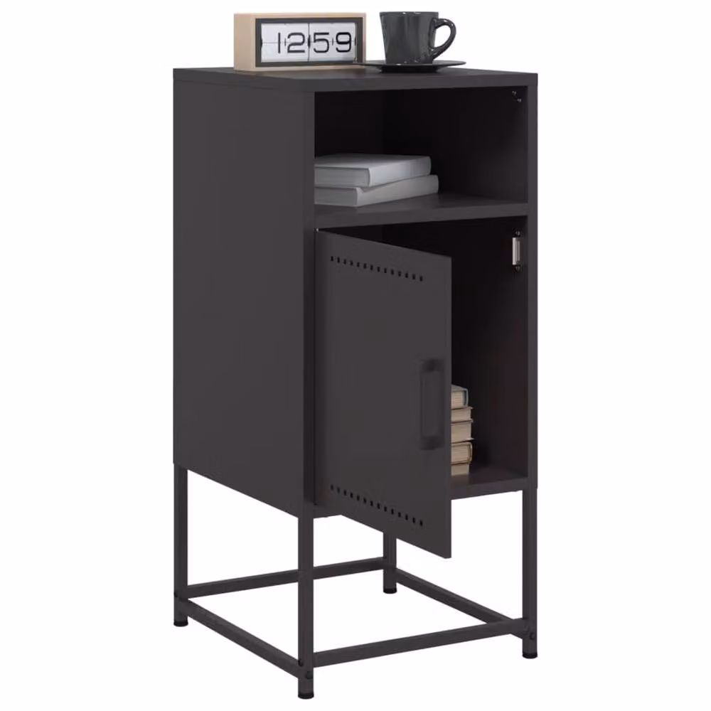 Berkfield Home Set of 2 Black Industrial Metal Bedside Cabinets, W/D/H: 36 x 39 x 78 cm – 3