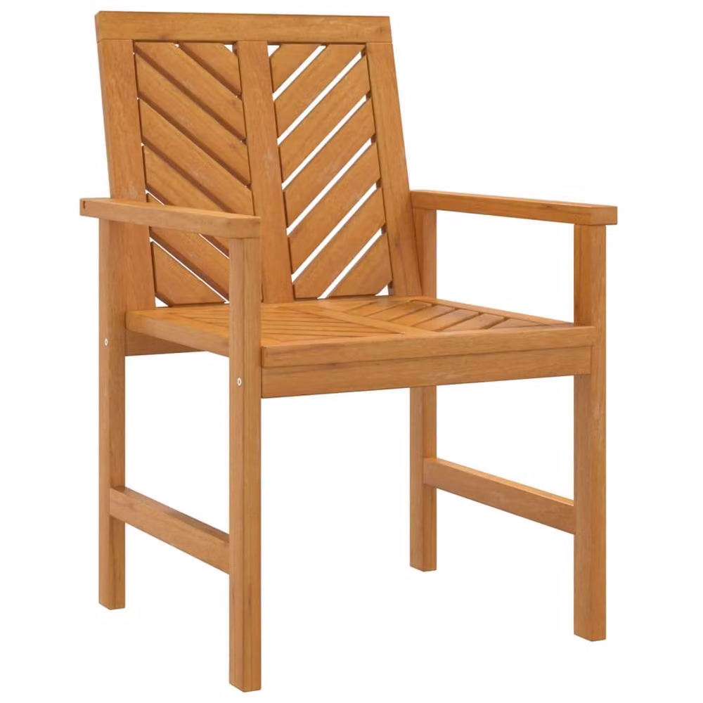 Berkfield Home Set of 3 Brown Acacia Solid Wood Geometric Garden Dining Chairs – 3