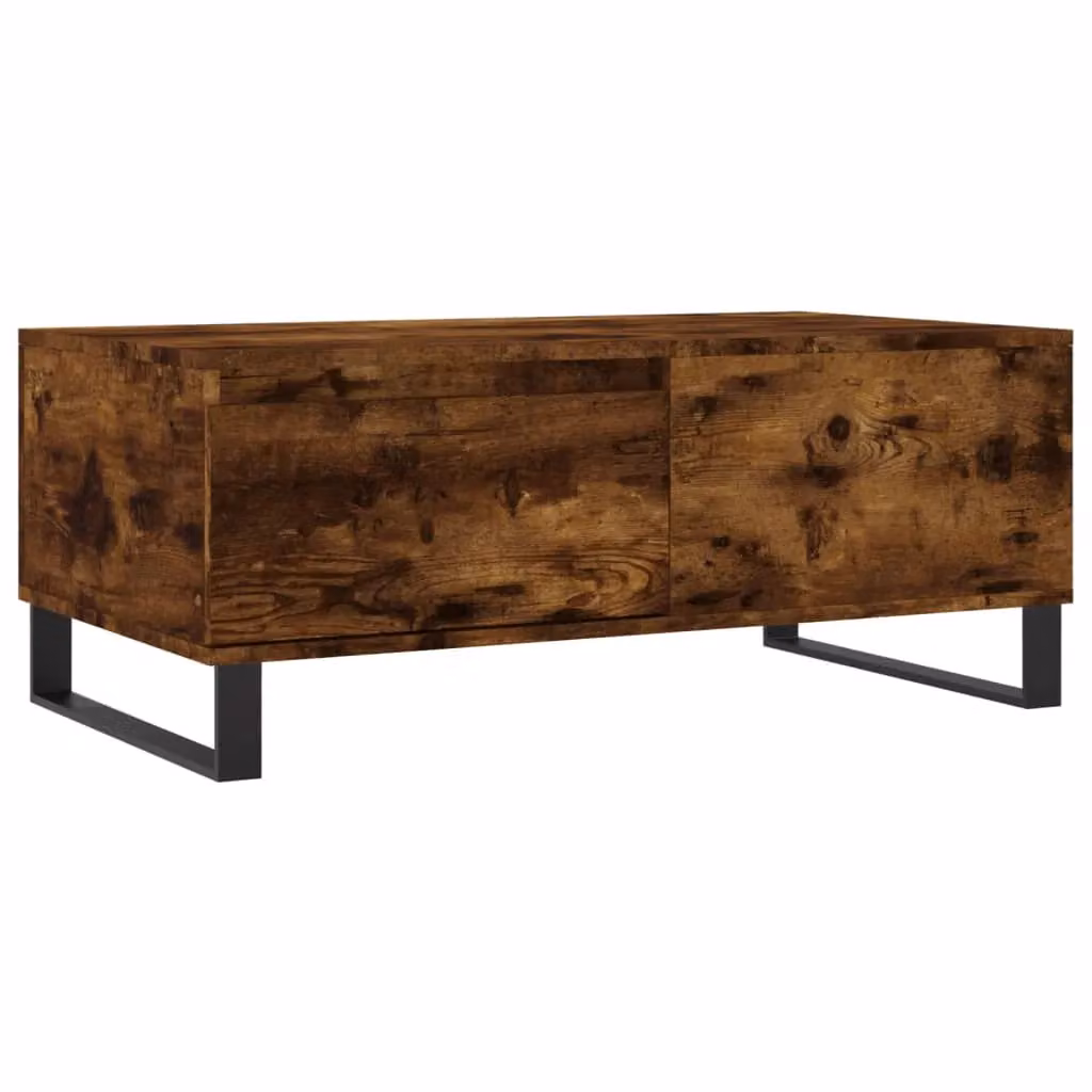 Berkfield Home Smoked Oak Coffee Table in Brown, W/D/H: 90 x 50 x 36.5 cm – 2