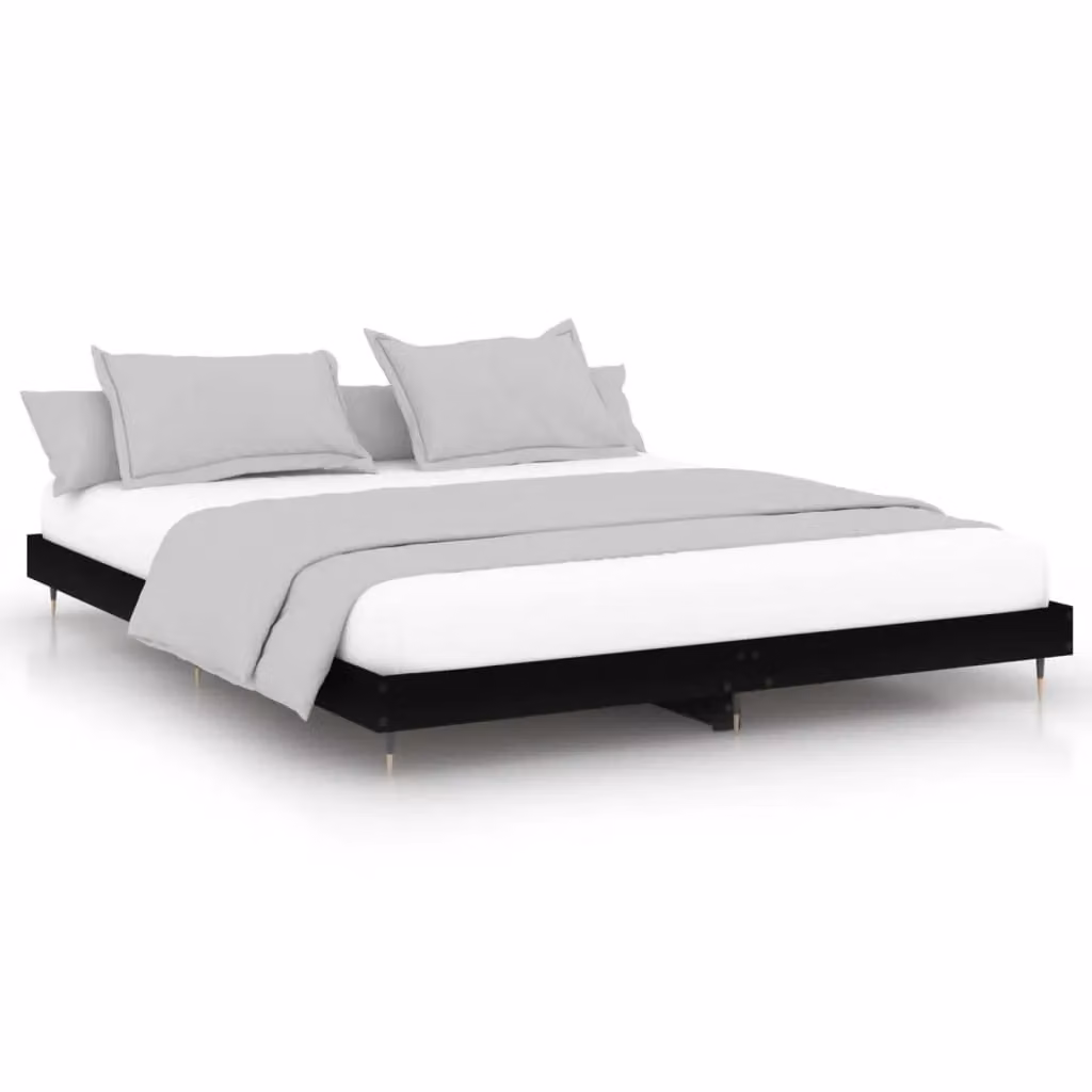 Berkfield Home Modern Black Engineered Wood Bed Frame, 200 x 200 cm – 2