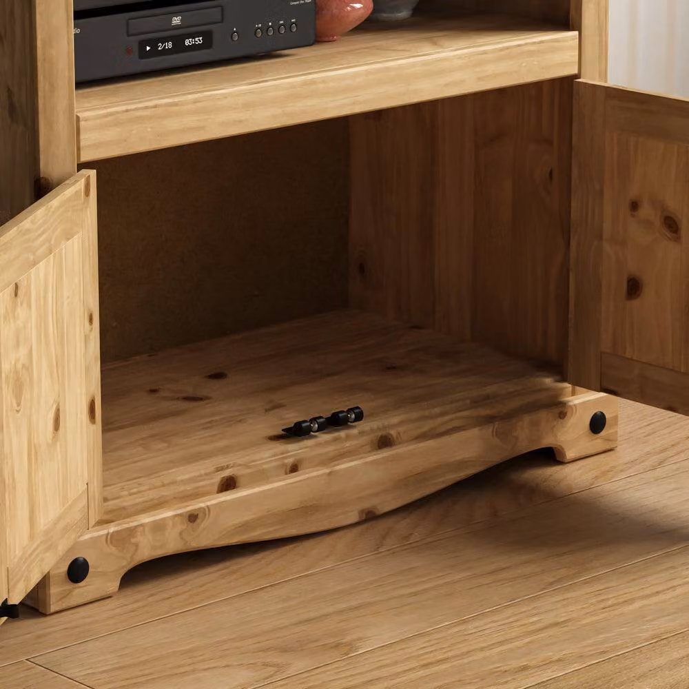 HD Designs Vida Designs Corona Rustic Waxed Pine Straight TV Unit in Brown and Black – 4