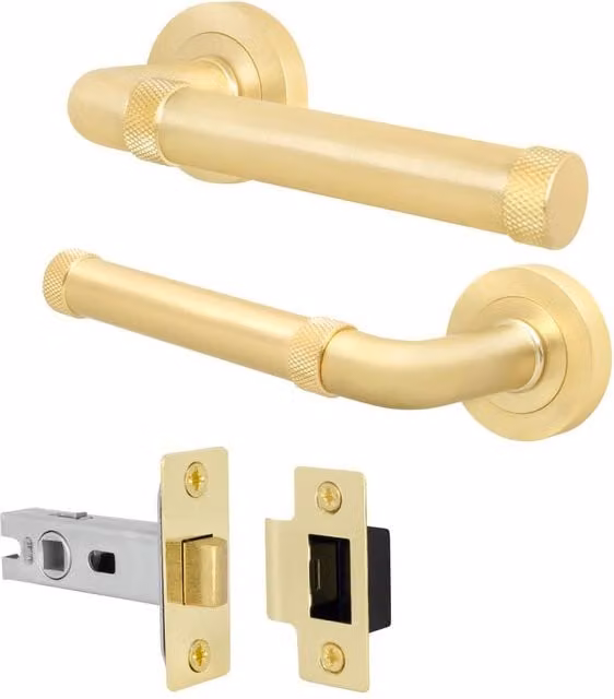 AFIT Satin Brass Internal Door Handle and Latch Set in Gold – 1