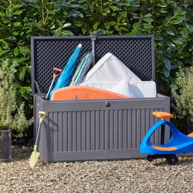 Garden Gear Lockable Grey Plastic Garden Storage Box