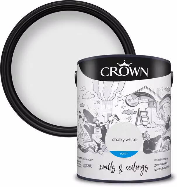 Crown Paints Matt Emulsion in Chalky White, 5l