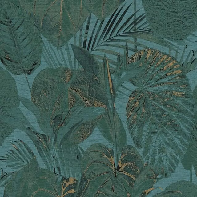 A.S. Création Famous Garden Tropical Leaves Textured Botanical Wallpaper in Green