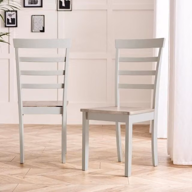 FurnitureboxUK Set of 2 Whitby Solid Rubberwood Dining Chairs in White and Grey