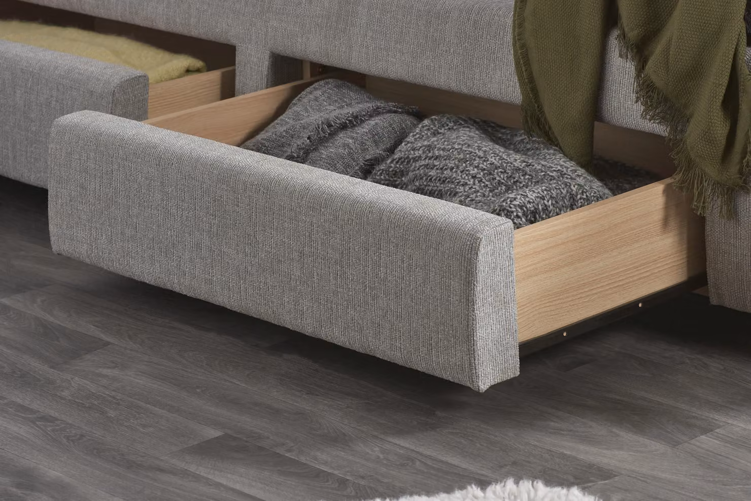 Birlea Mayfair Upholstered 4-Drawer Storage Bed Frame in Grey Fabric, W/D/H: 180 x 200 x 119 cm – 3