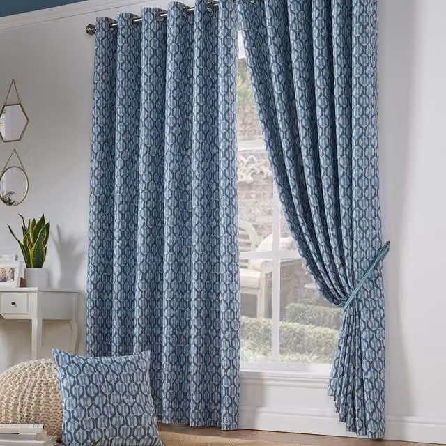 Terrys Cambourne Blue Blockout Eyelet Curtains with Thermal Insulation
