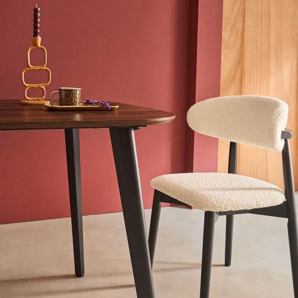 Sweek Square 4-Seater Dining Table with Dark Brown Wood Effect MDF Laminate Top and Black Metal Legs – 3