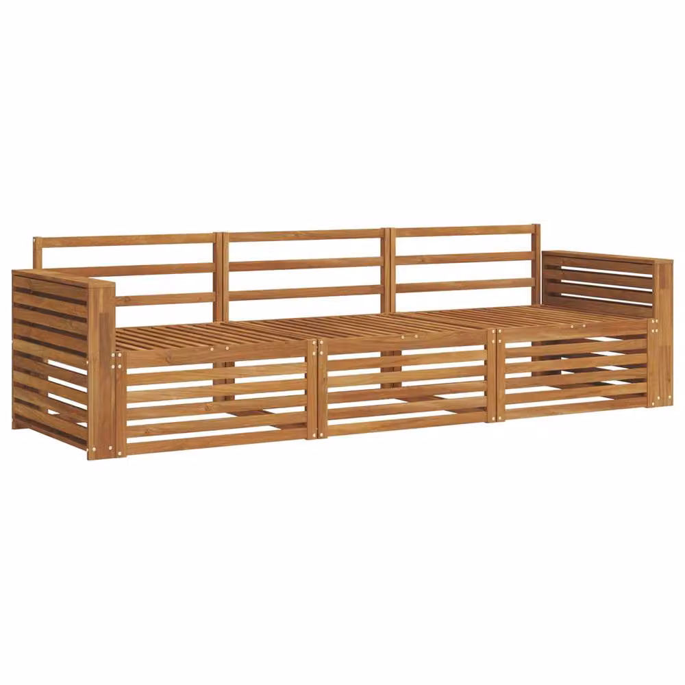 Berkfield Home 3-Piece Outdoor Sofa Set in Brown Solid Acacia Wood – 2