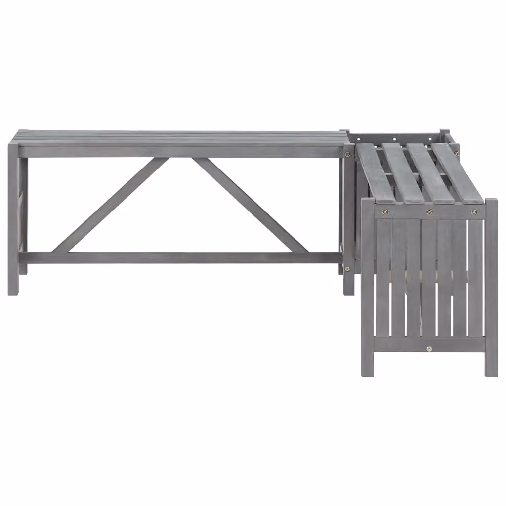 Berkfield Home Garden Corner Bench with Planter in Grey Solid Acacia Wood, Width: 117 cm – 2