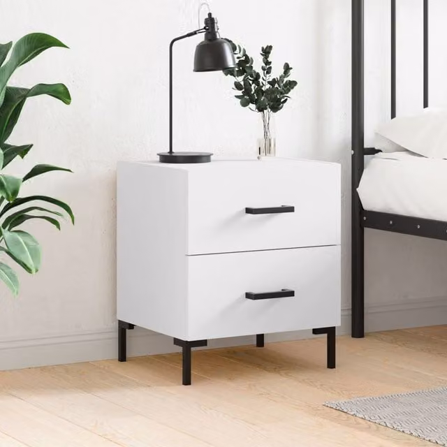 Berkfield Home White Modern Bedside Cabinet W/D/H: 40 x 35 x 47.5 cm – 1