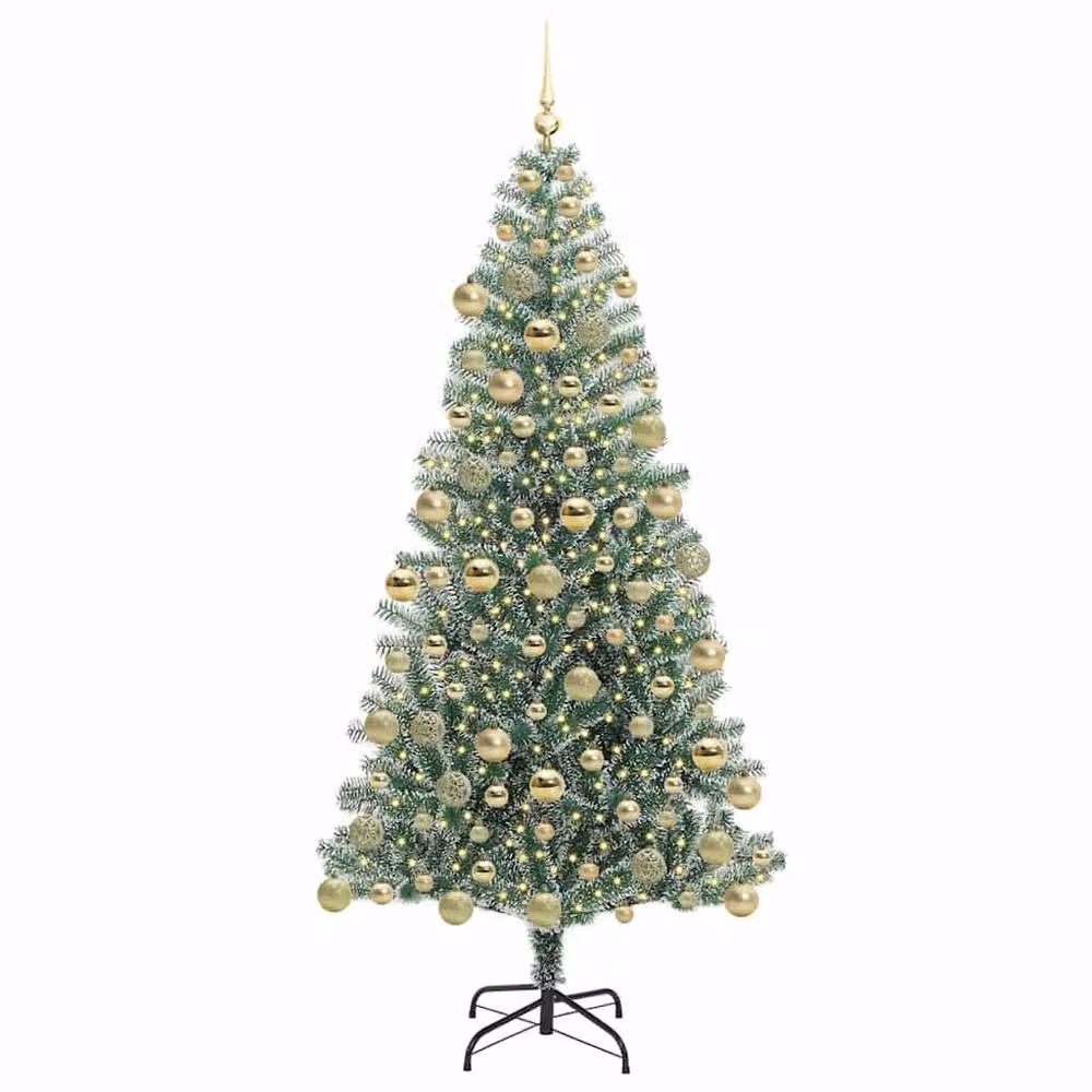 Berkfield Home Snow Flocked Artificial Christmas Tree with LED Lights, Green, Height: 180 cm – 3