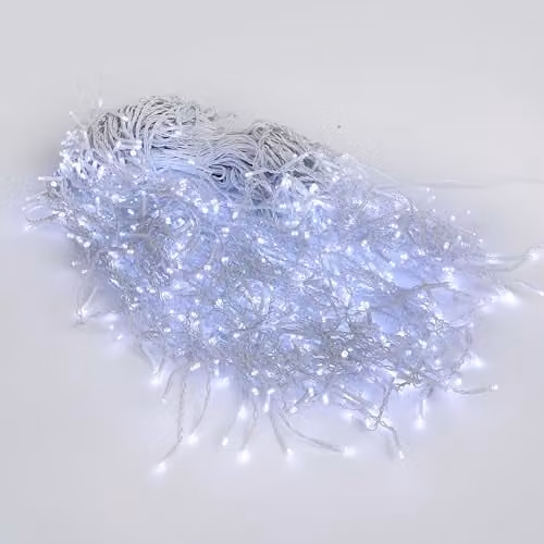 AMOS White Christmas Icicle LED Lights with 720 LEDs, Timer and Memory Function, 21.5 Metres – 1