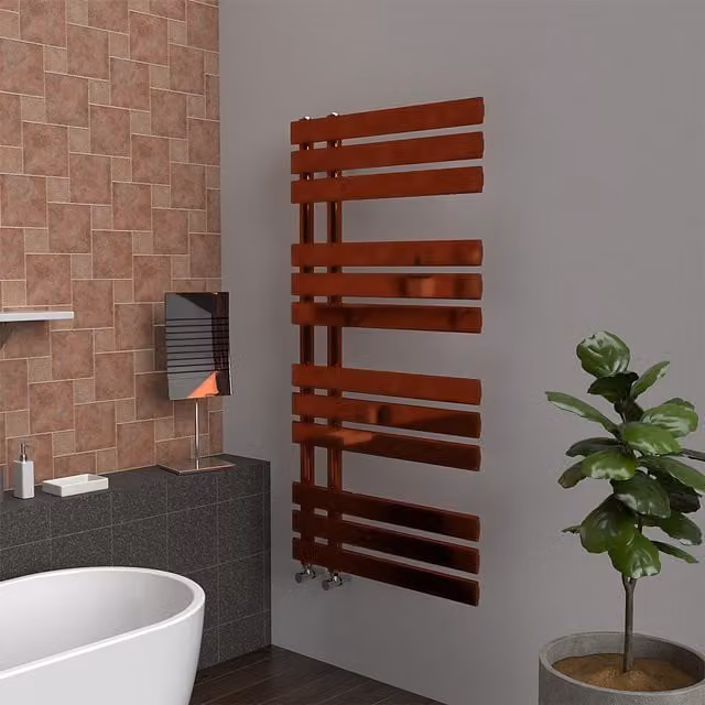 Lux Heat Open Flat Coloured Towel Radiator in Polished Copper, H 118.0 cm x W 60.0 cm