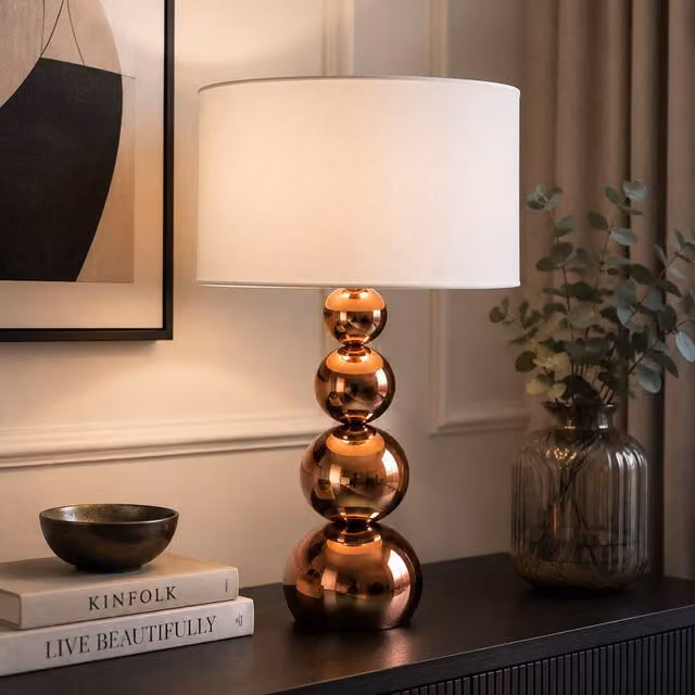 Orsina Touch Table Lamp with White Fabric Shade and Gold Base – 2
