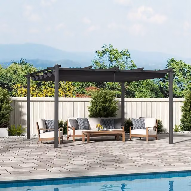 Lifeideas Modern Aluminium Garden Pergola in Matt Black