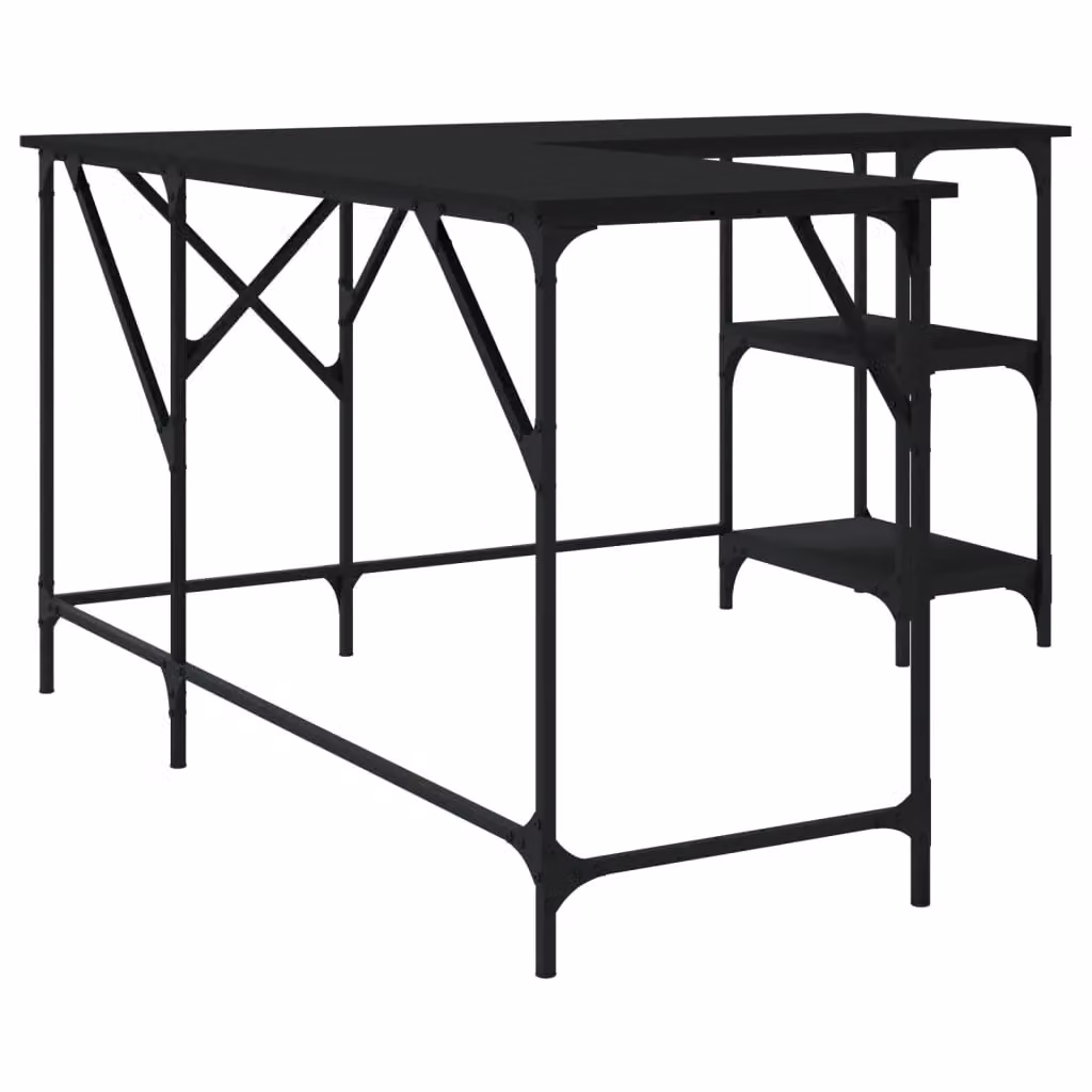 Berkfield Home Black Corner Desk in Engineered Wood, W/D/H: 139 x 139 x 75 cm – 3