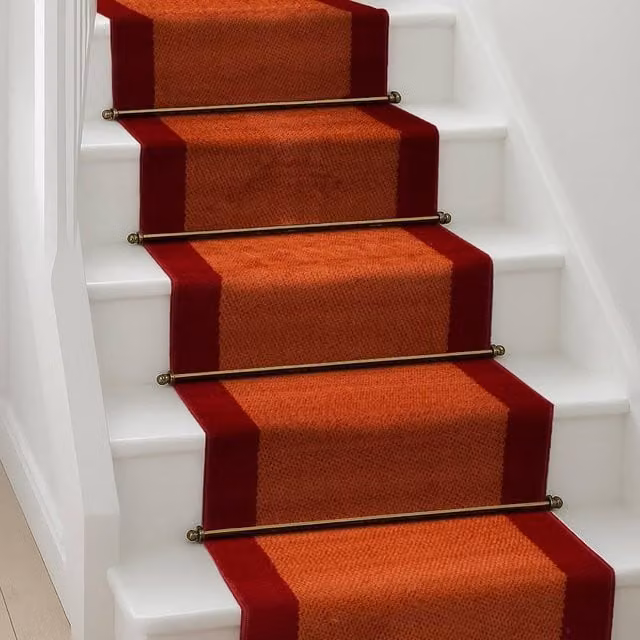 Bravich LTD Bordered Traditional Hallway Runner Rug in Terracotta, Non-Slip Low Pile, W: 60 cm, L: 360 cm