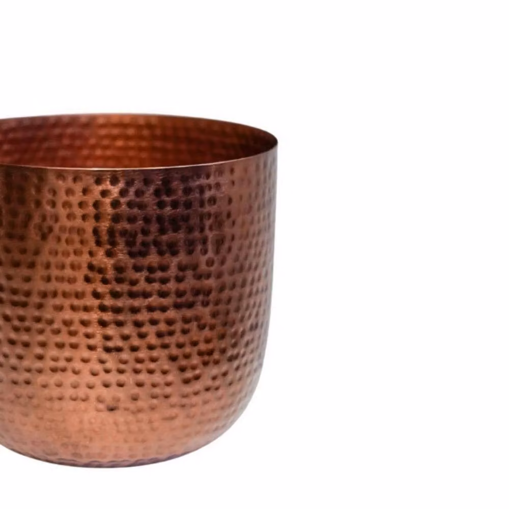 Lemon Pavilion Furniture and Decor Felix Hammered Metal Planters, Set of 3, Bronze – 2