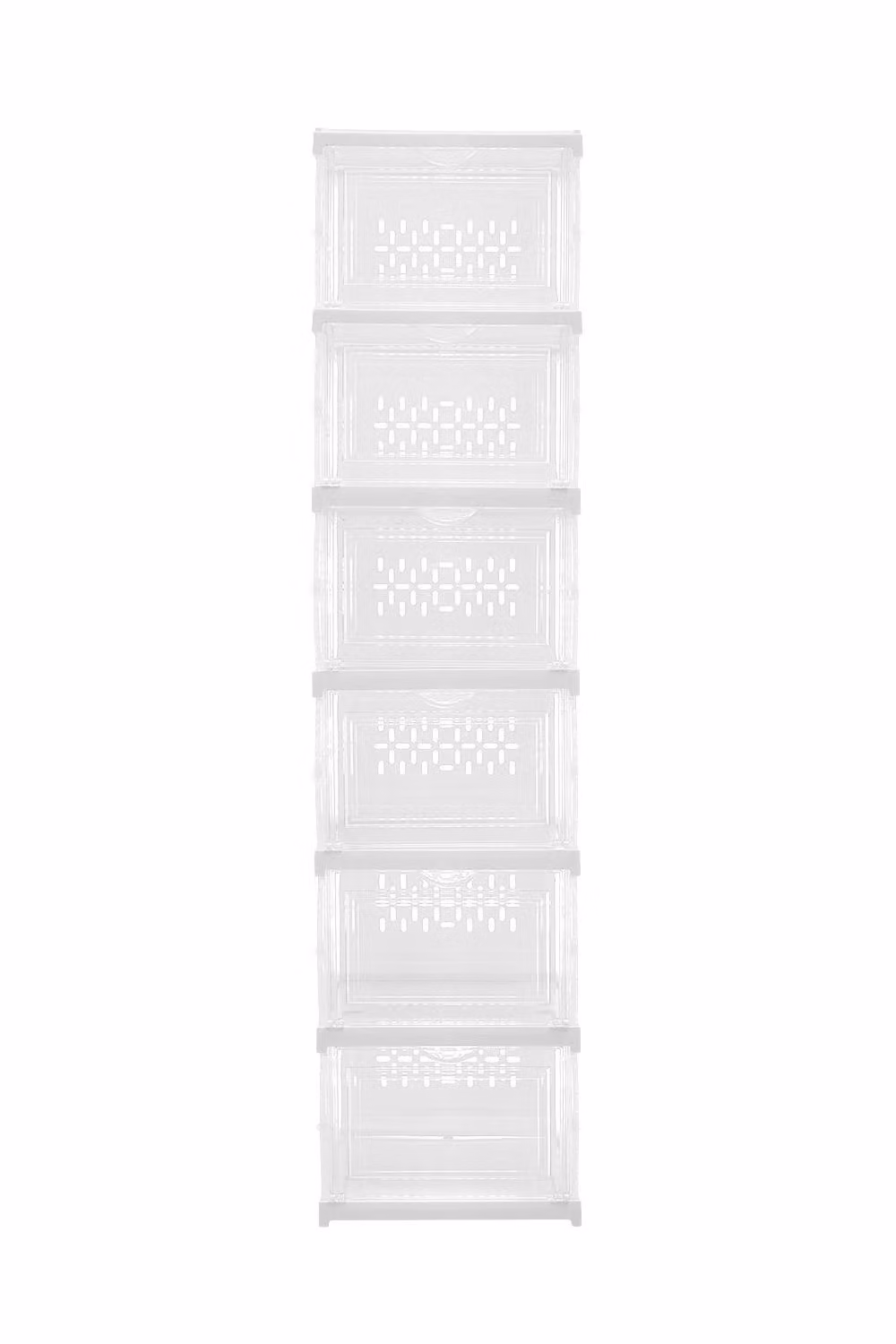 Living and Home 6-Tier White Foldable Shoe Cabinet with Dustproof Flip-Top Compartments – 2