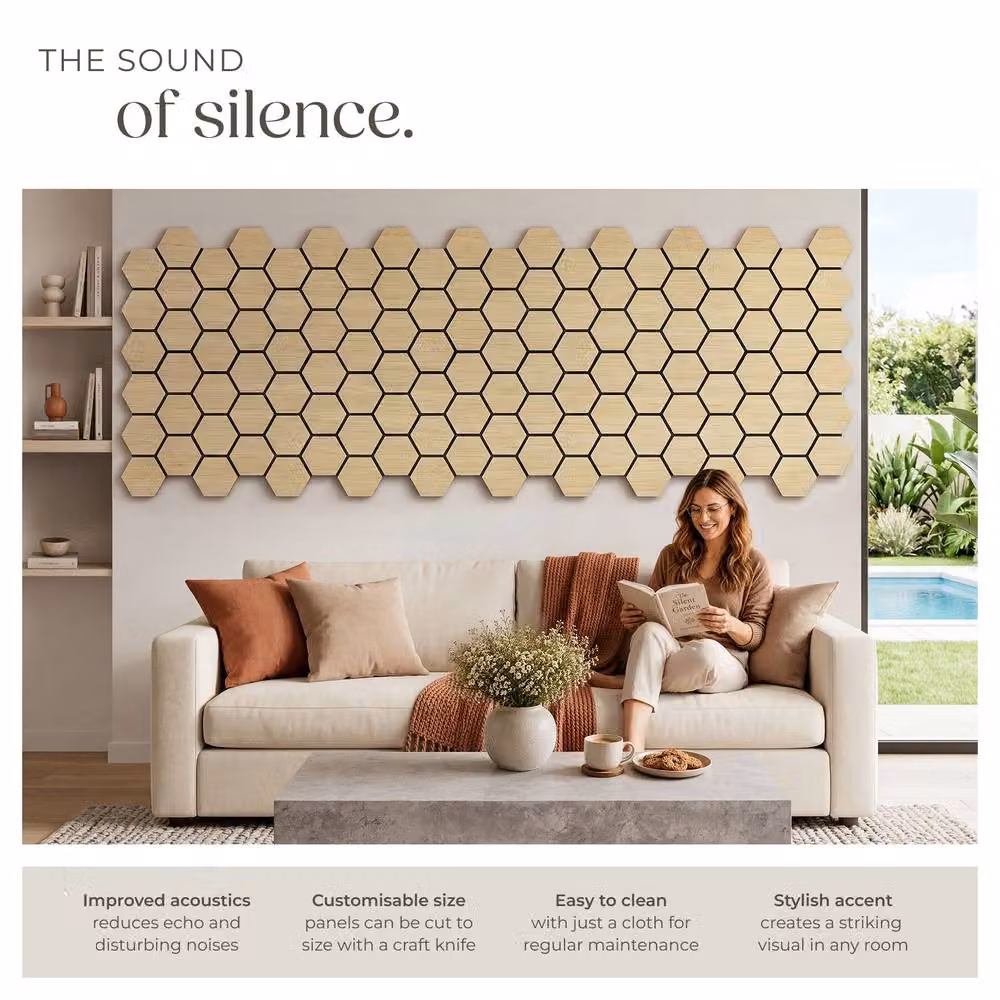 tectake Sound-Absorbing Acoustic Felt Panels in Light Oak Wood Look – 2