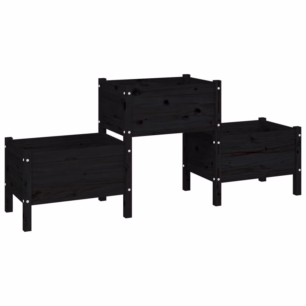 Berkfield Home Black Solid Wood Pine Planter W/D/H: 178.5 x 44 x 75 cm – 3