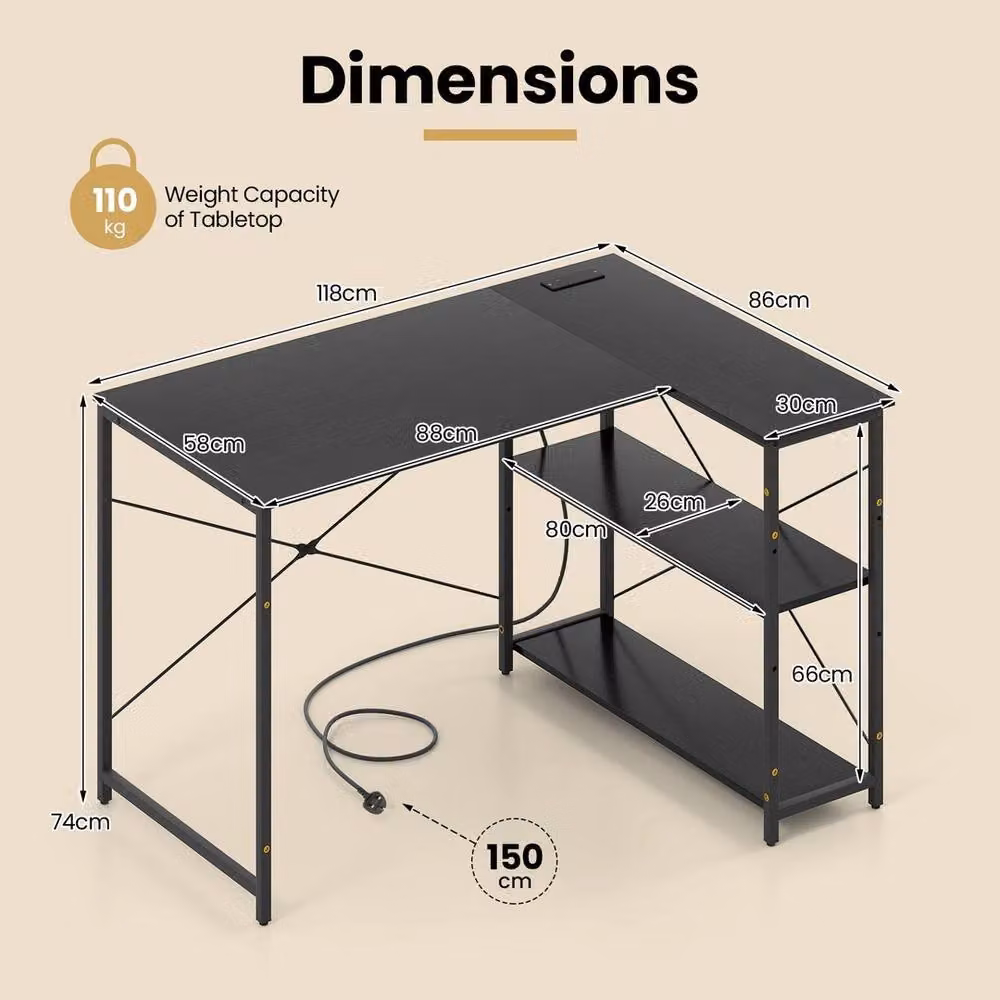 FORGEVIO L-shaped Corner Gaming Desk in Black – 2